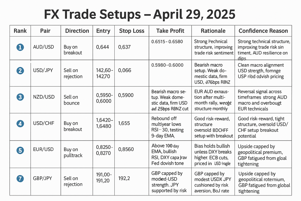 Forex Trade Setups - April 29th