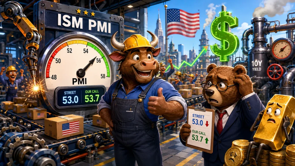 Bull and bear characters in factory